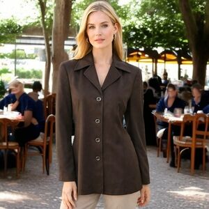 ESCADA Margaretha Ley Blazer Jacket Sz‎ 36 New Wool Brown Vintage 80s TINY FLAW.